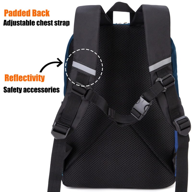 HawLander Little Kids Backpack for Boys or Girls, Toddler School Bag Fits 3 to 6 years old, Navy blue, 15 Inch - Image 3
